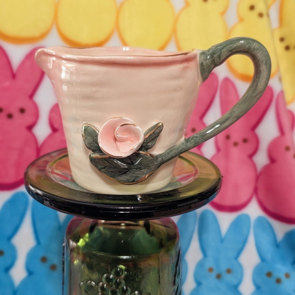 Heather Goldminc for Blue Sky Clayworks Pink Rose ceramic creamer